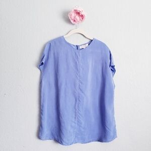 Amour Vert Delilah Cupro Sky Blue Oversized Boxy Top